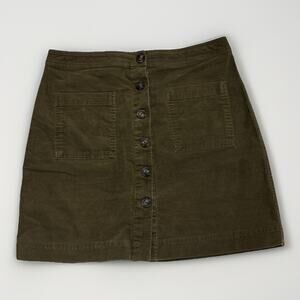 Cremieux Heritage Green High Rise Button Front Corduroy Mini Skirt Womens Sz 10